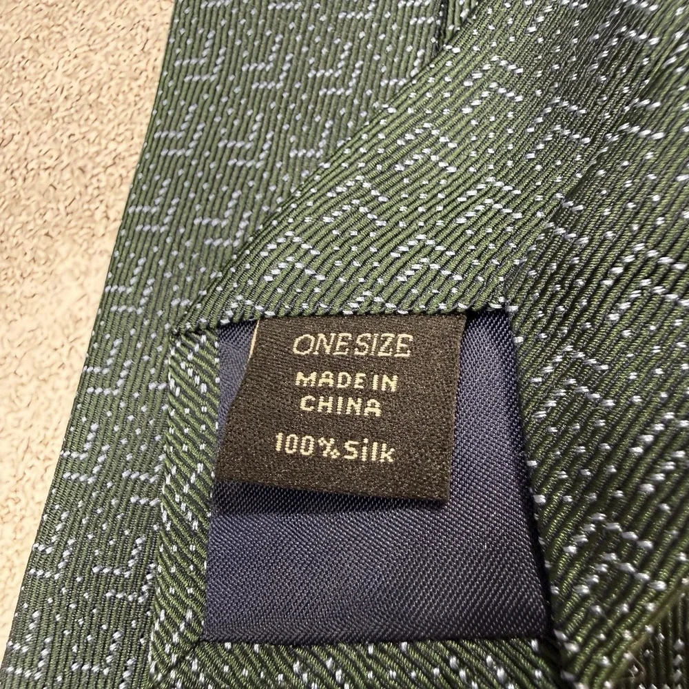 Banana‎ Republic Silk Tie Mens One Size Green Geometric Made In China Necktie